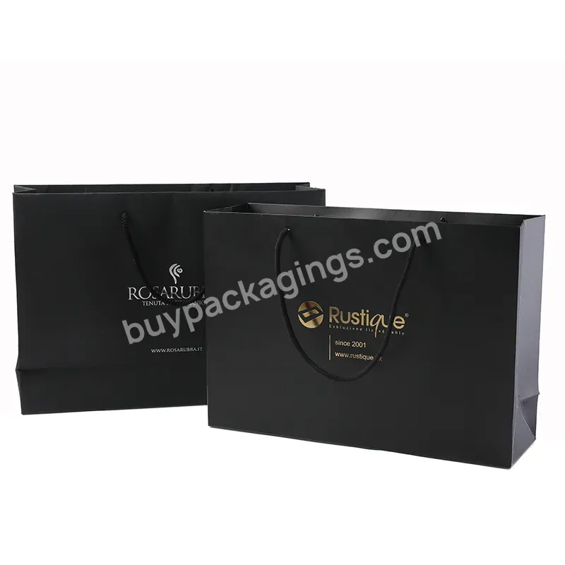 Manufacturers Custom Logo Black Retail Paper Packaging Shopping Bags Luxury Gift Paper Shopping Paper Bag