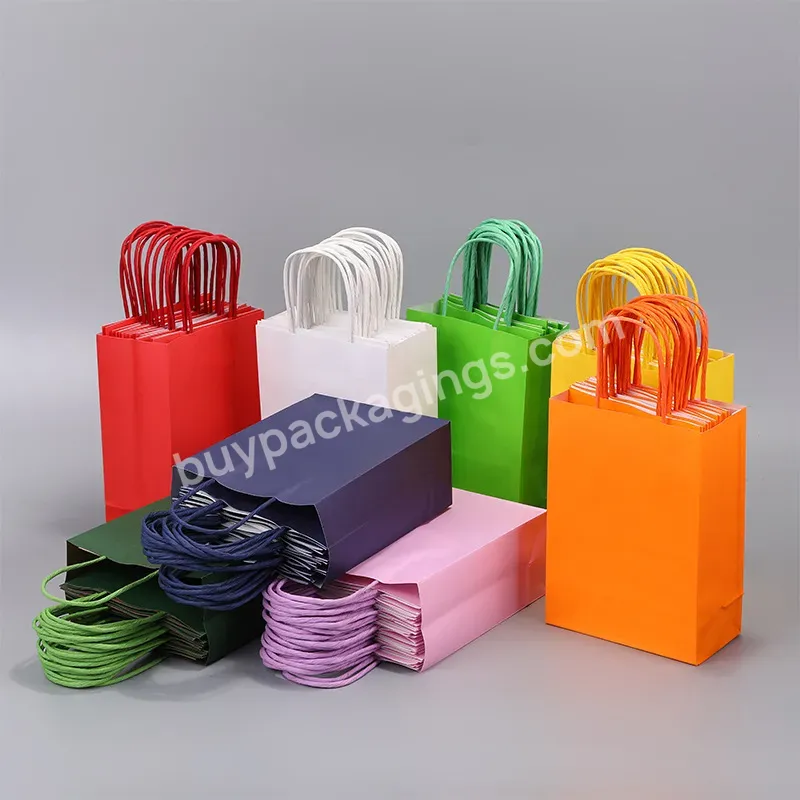 Manufacturers Direct Sales Color Kraft Paper Takeaway Packaging Portable Paper Bag Rectangular Gift Paper Shopping Bag