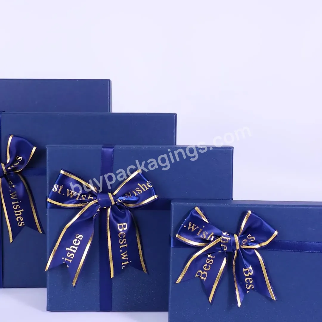 Manufacturer's Stock Blue Gift Box Rectangular Butterfly Bow Ribbon Packing Box Base & Lid Packaging Box Valentine's Day Gift