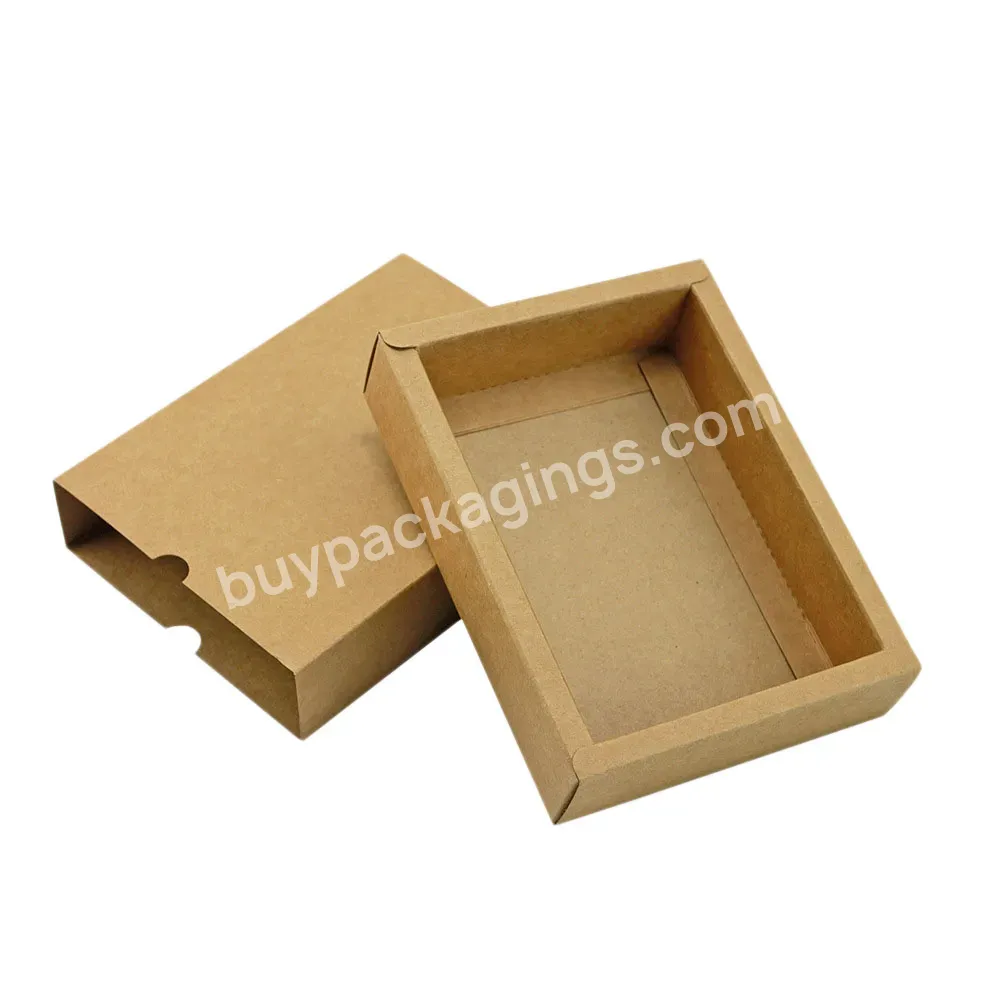 Manufacturers Supply Multi-size Brown Kraft Paper Gift Wrapping Jewelry Gift Folding Sliding Drawer Cardboard Box Gift Box