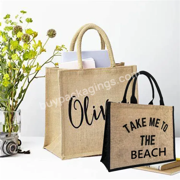 Manufacturers Waterproof Shopping In Japan Souvenir Beach Tote Green Black Grey Burlap Jute Ladies Bag From Bangladesh