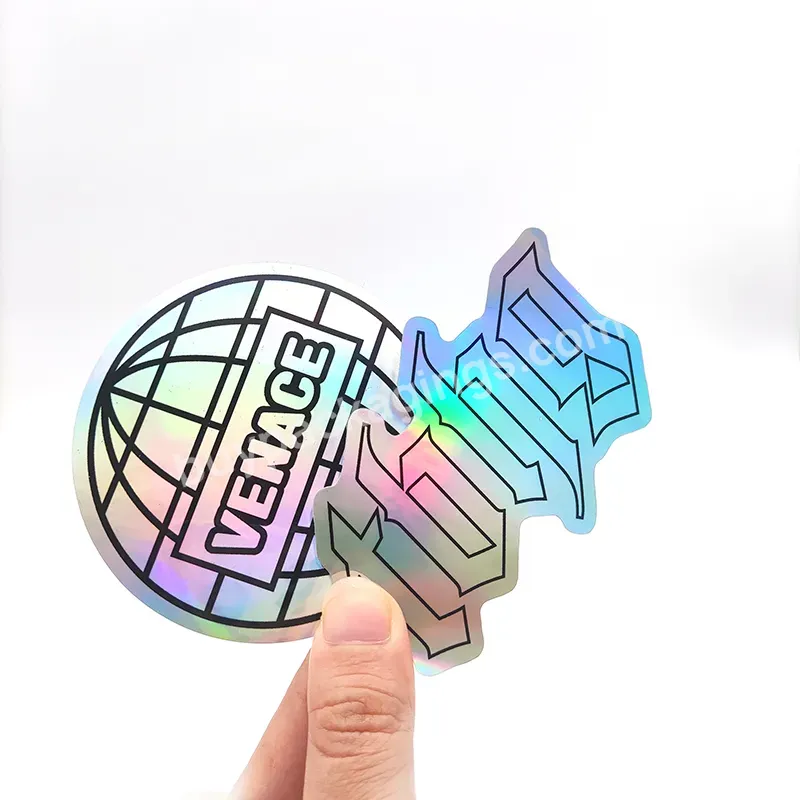 Manufacturers Wholesale Custom Die Cut Logo Reflective Effect Rainbow Glitter Hologram Holographic Sticker