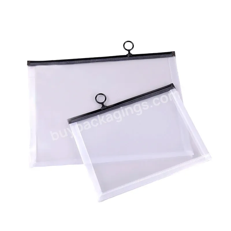 Manufacturers Wholesale Pvc Zipper Transparent Ziplock Plastic Frosted Hanging Hole Bag