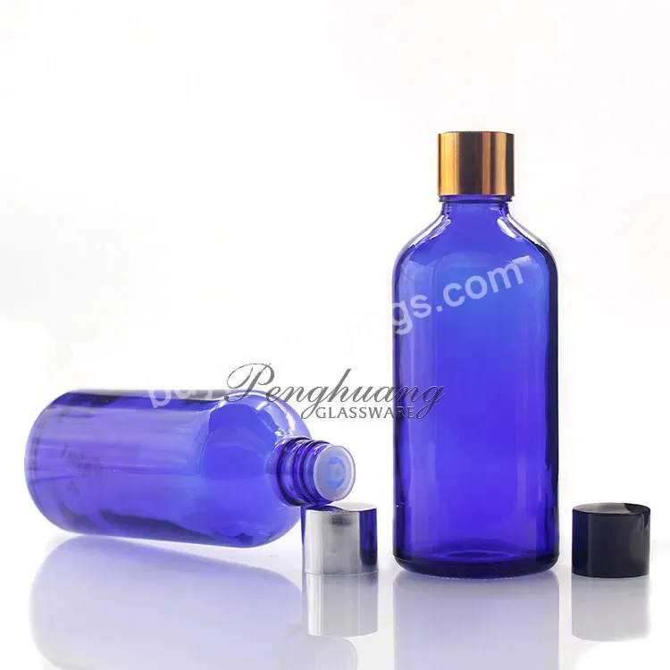 Manufactures 100ml Cobalt Blue Glass Bottle Olive Oil Bottle With Cap Favorable Price