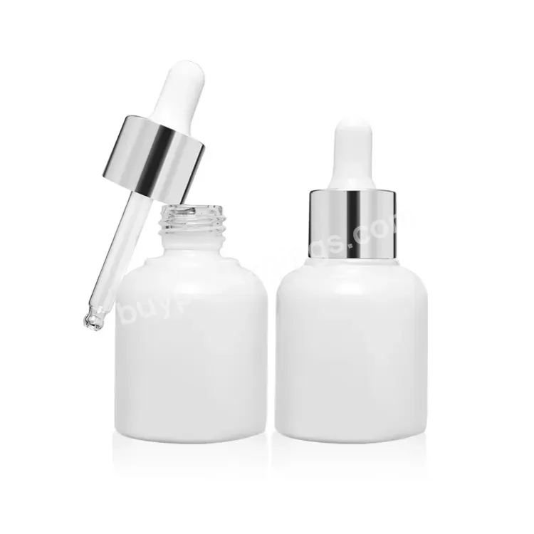 Massage Oil Glass Dropper Bottle Manufacturers Hot Sale 15ml 30ml Clear Body White Paint Custom Peael White Silver Cap Cometic