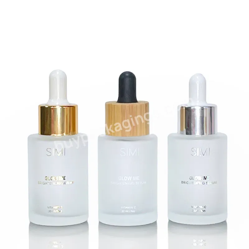 Matt 30ml Flat Shoulder Frosted Matte Cosmetic Bottle Glass Clear Cosmetic Essential Oil Dropper Bottles With Dropper