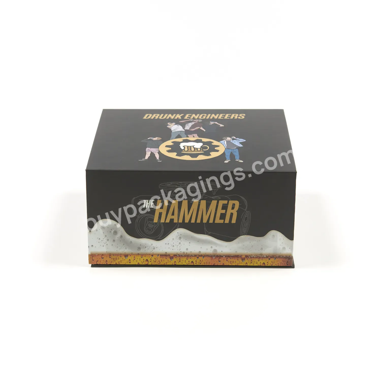 Matt Black Luxury Packing Cardboard Shoe Clothing Magnetic Foldable Gift Box