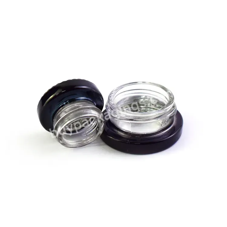 Matt Glossy Black Clear Glass Container Electroplating Customized Color Black Concentrate Glass Container With Black Plastic Lid