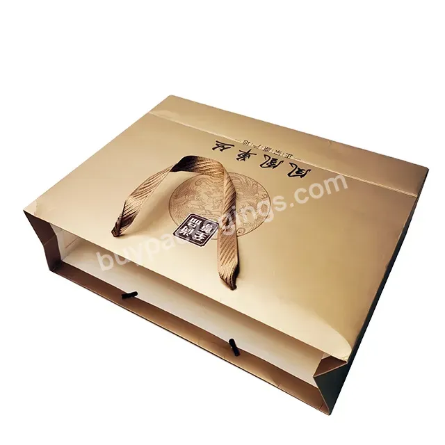 Matt Lamination 250g C1s Ribbon Paper Cosmetic Christmas Bags For Gift With Cotton Ribbon