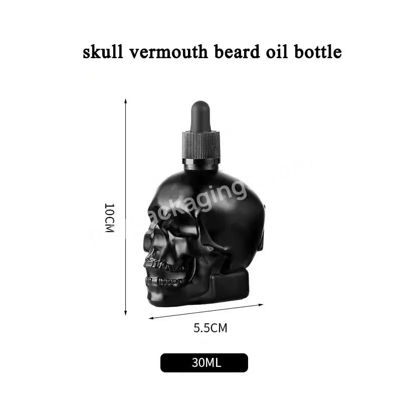 Matte 30ml Dropper Glass Dropper Bottle With Pipette 60ml 120ml Essential Oil Glass Skull Bottle With Gift Paper Box