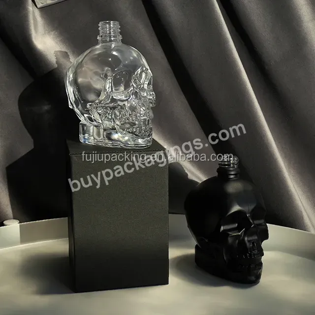 Matte Black 1oz 2oz 4oz Skull Shaped Hair Oil Dropper Bottle Beard Oil Skull Glass Bottle With Black Childproof Lid