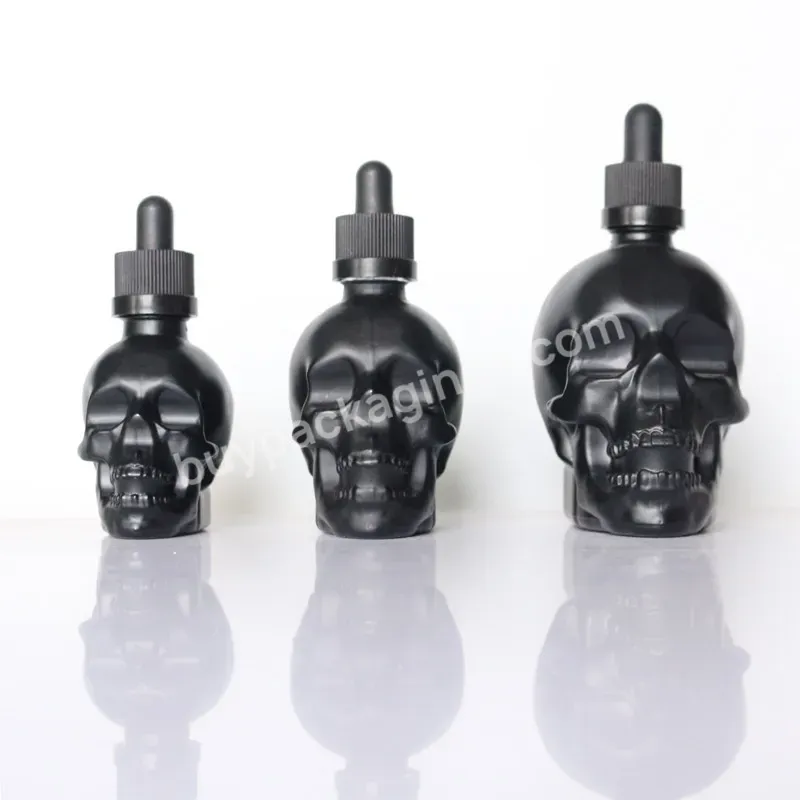 Matte Black 30ml 60ml 120ml Skull Glass Dropper Bottles Cosmetic Essential Oil Bottle