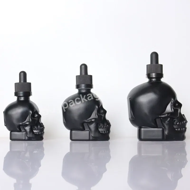 Matte Black Clear Skull 30ml 50ml 100ml Skin Care Serum Glass Dropper Bottle For Essential Oil Cosmetic Packaging