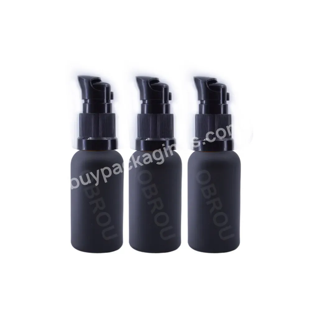 Matte Black Color 10ml 20ml 30ml 50ml 100ml Clear Glass Frosted Round Cosmetic Lotion Bottle Press Pump Bottle