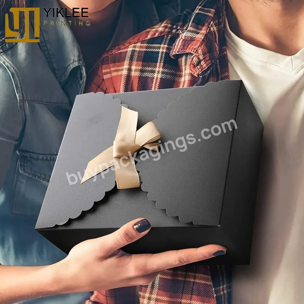Matte Black Gift Box Thank You Cardwith Ribbon Christmas For Presents Paper Gift Boxes Birthday Groomsmen Proposal Boxes