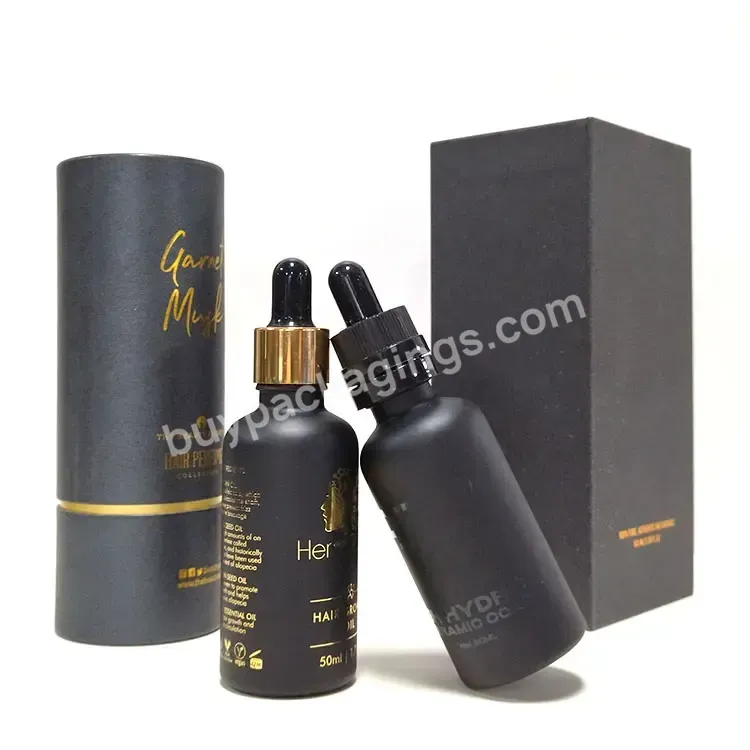 Matte Black Glass Dropper Bottles With Dropper And Cap Essential Oil Uv Black Screen Printing Cosmetic Custom Color