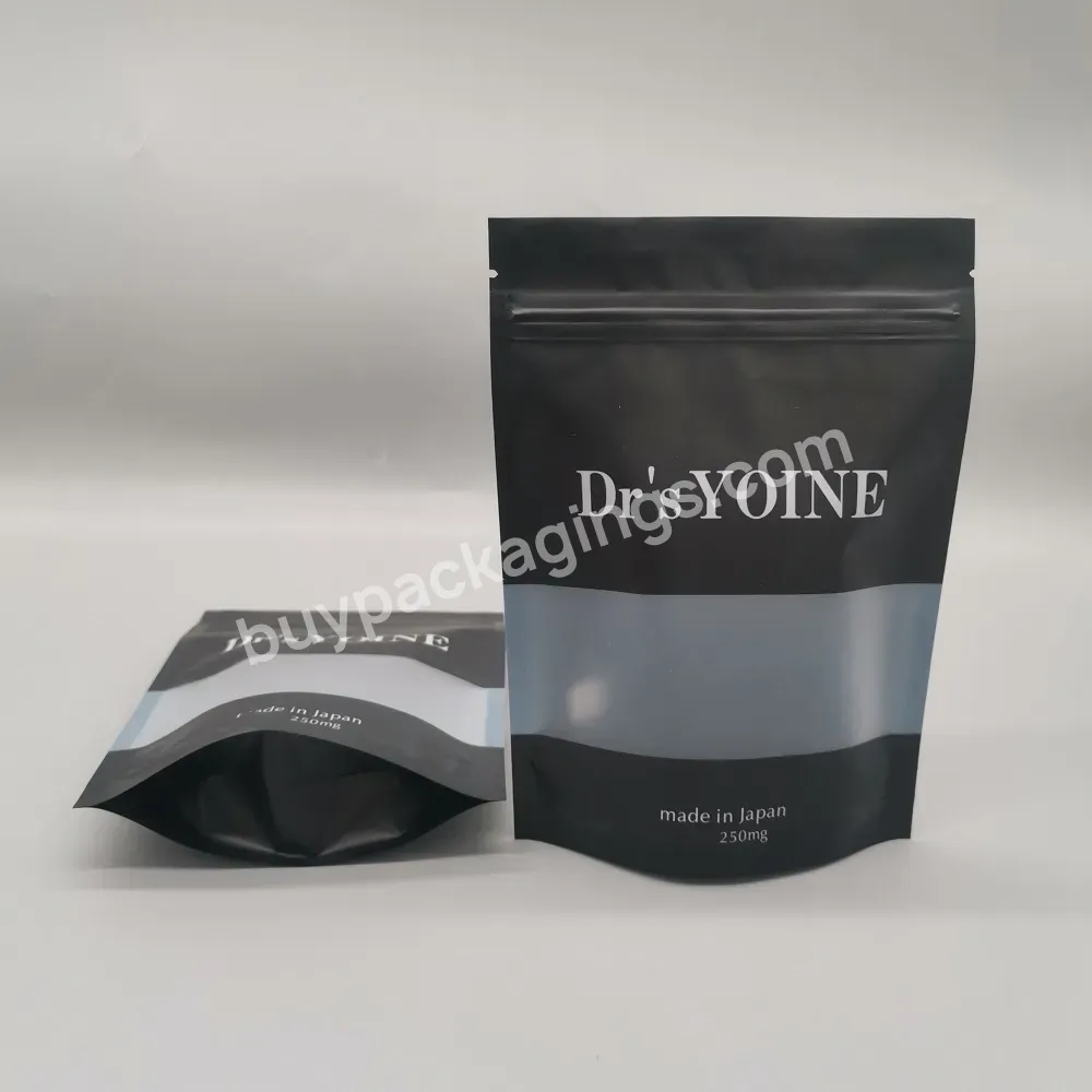 Matte Black Mylar Bags Aluminum Foil Stand Up Pouch Ziplock Candy Snack Food Bag With Clear Window