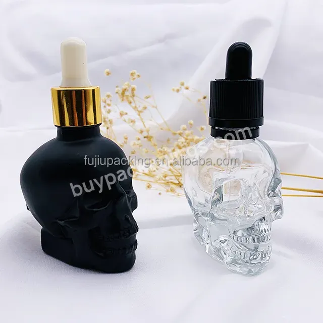 Matte Black Skull Glass Bottle Various Essential Oil Bottle Dropper Bottle 30ml 60ml