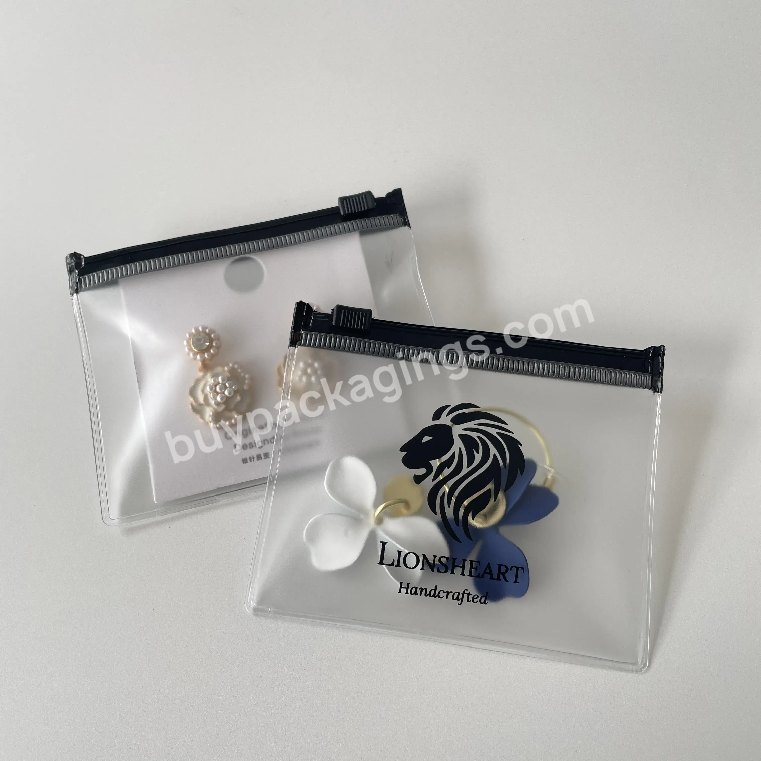 Matte Clear Custom Jewelry Packaging Zip Lock Bag With Logo Zipper Plastic Bags For Earring Display