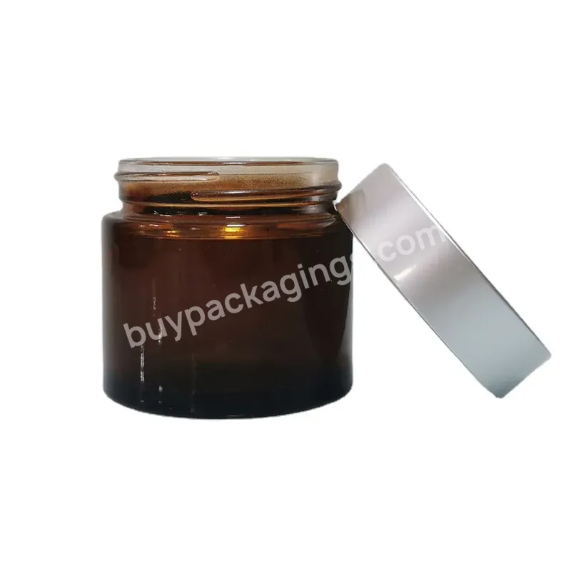 Matte Frosted Black Amber 10ml 20ml 50ml Glass Cream Jars With Silver Cover Brown Glass Bottles For Cosmetic