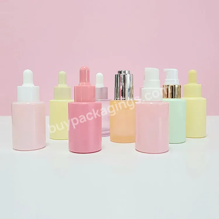 Matte Frosted Pink Skincare Packaging 50g Cosmetic Cream Jars 50 Ml Plastic Tubes 30 Ml Glass Dropper Serum Bottle With Pump