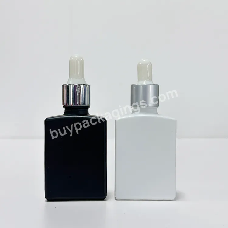 Matte Frosted White Hair Essential Oil Glass Dropper Bottle Custom Painting 50ml Empty Skin Care Serum Bottle