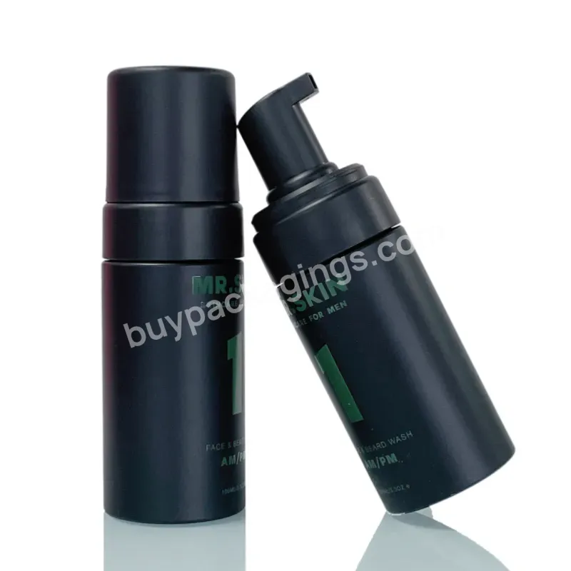 Matte Surface 100 150ml 200ml Pet Face Cleanser Liquid Foaming Mousse Pump Bottle Matte Black Foam Bottle