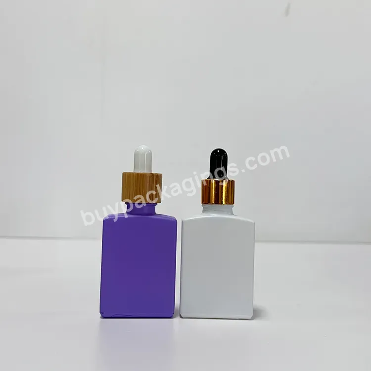 Matte White-coated 30ml 1oz Square Glass Dropper Bottle For Serum Essential Oil