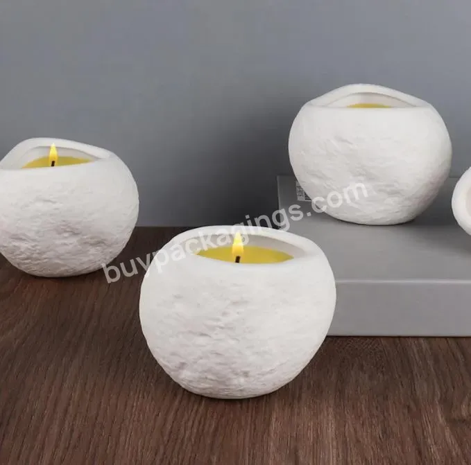 Matte White Irregular Shape Scented Candlel Jar Cup Ceramic Cup For Candle