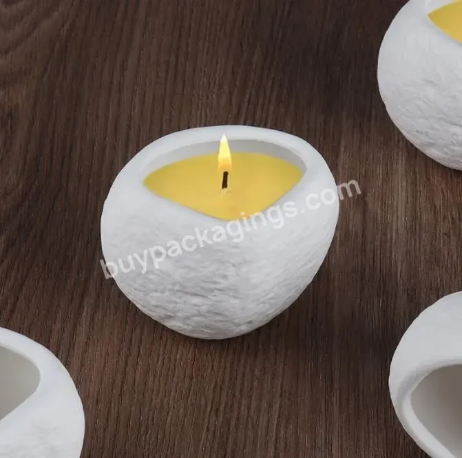 Matte White Irregular Shape Scented Candlel Jar Cup Ceramic Cup For Candle