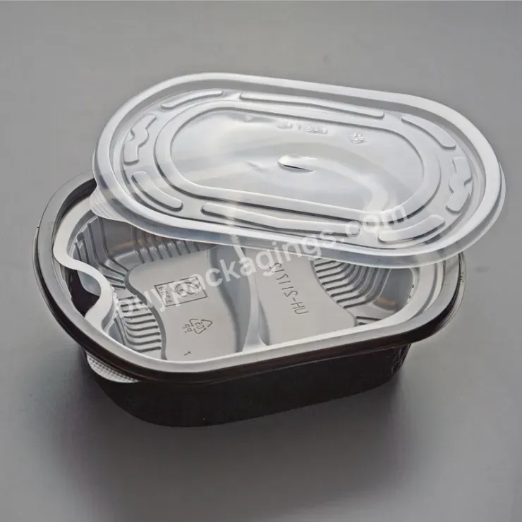 Meal Prep Food Packaging 2 Compartment Microwavable Plastic Food Container With Lid Take Out Disposable Lunch Bento Box