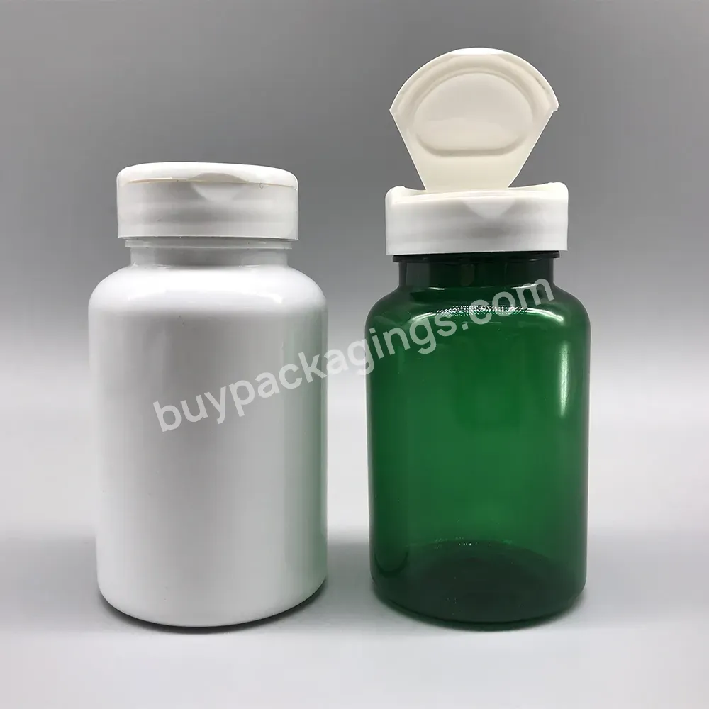 Medical 4oz 120ml White Clear Empty Empty Plastic Vitamin Capsule Bottle With Flip Cap