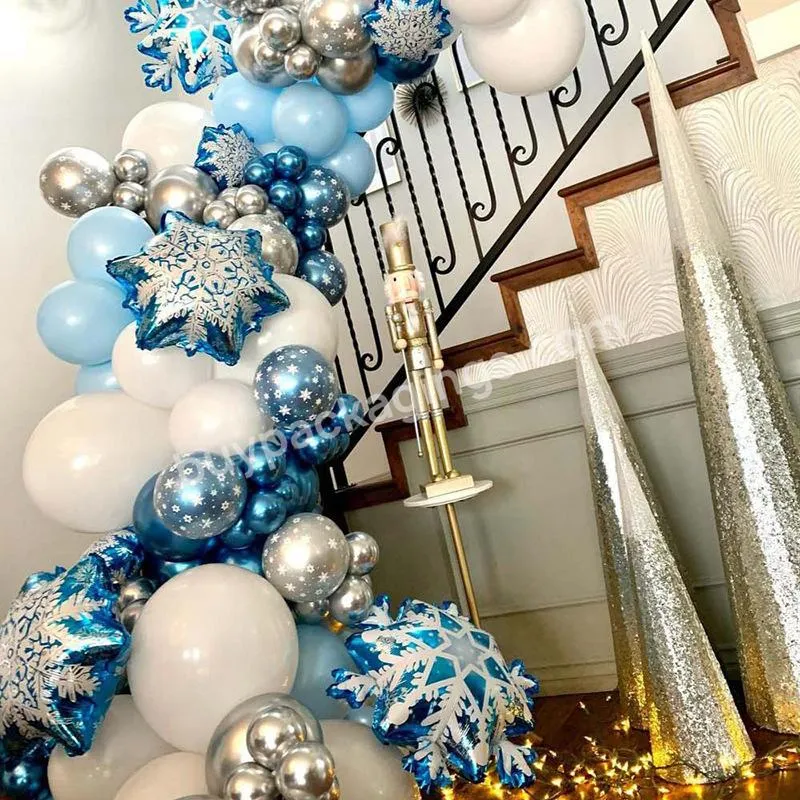 Merry christmas snowflake guirnalda globos frozen bule Birthday ballons balloons arch kit garland