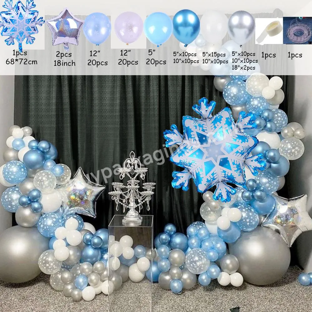 Merry christmas snowflake guirnalda globos frozen bule Birthday ballons balloons arch kit garland