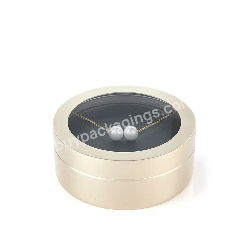 Metal Jewelry Trinket Box Metal Tin Box With Window Jewelry Gift Box Round Packaging