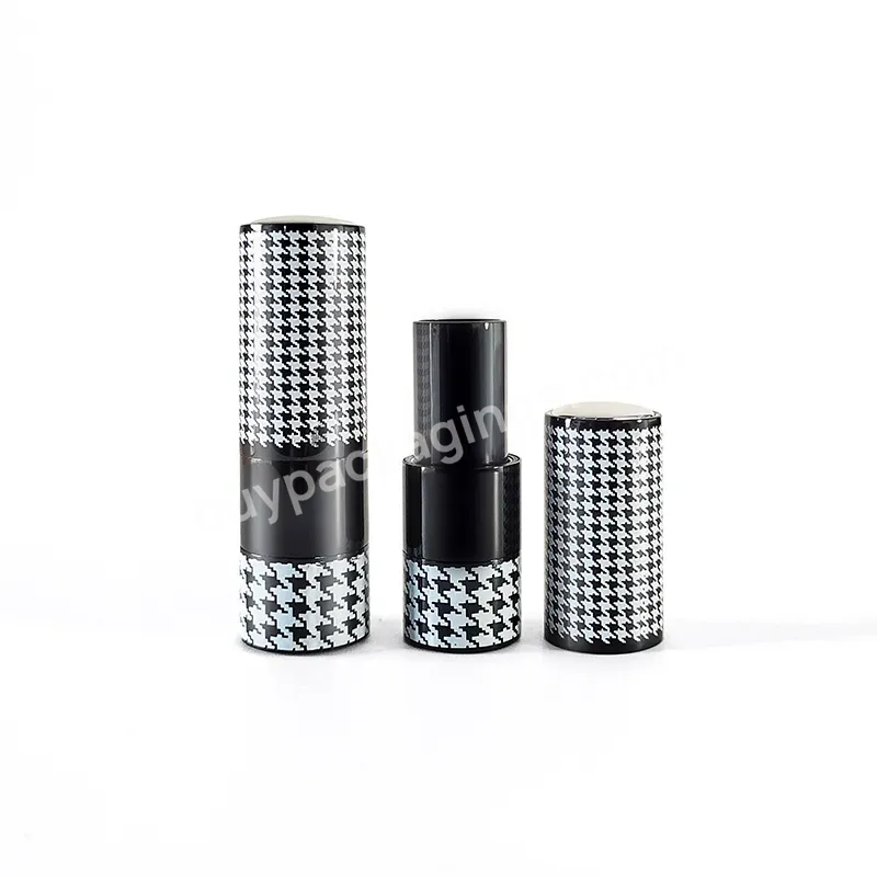 Metal Lipstick Tube Empty Aluminum Black And White 3d Luxury Design Magnetic Lipstick Tube Packaging