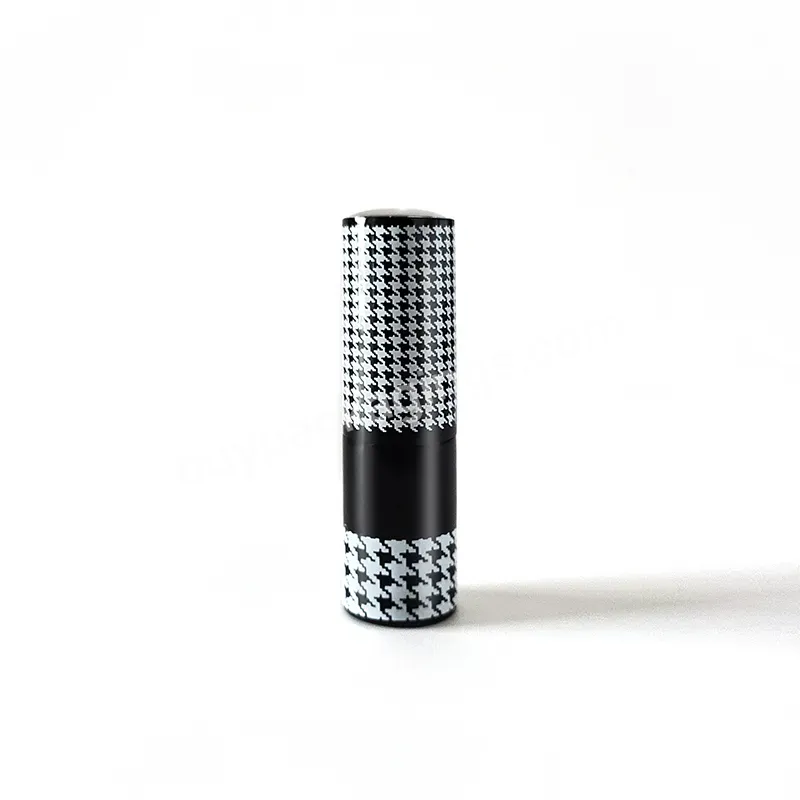 Metal Lipstick Tube Empty Aluminum Black And White 3d Luxury Design Magnetic Lipstick Tube Packaging