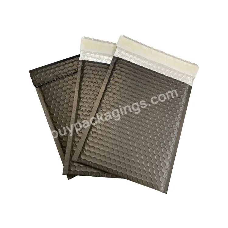 Metallic Bubble Envelope Bags Customized Printed Matte Black Metallic Foil Wrap Padded Packaging Bubble Mailer 6x10