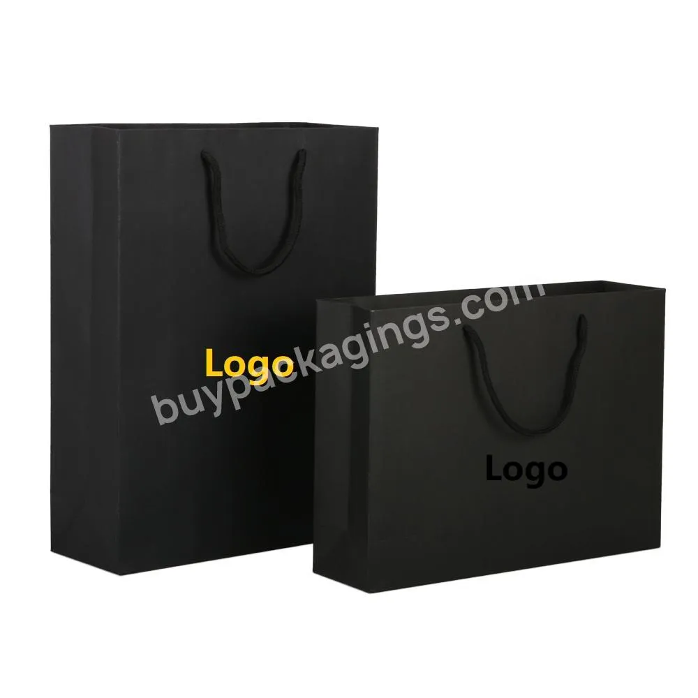 Metallic Punch Hole Black Square Handle Design Small Birthday Cow Gift Euro Tote Craft Paper Shopping Bag Without Logo For Gifts