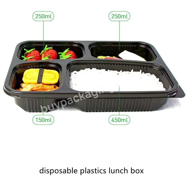 Microwavable Plastic Food Containers Disposable 3 Compartment Bento Meal Prep Containers Disposable Plastic Lunch Box