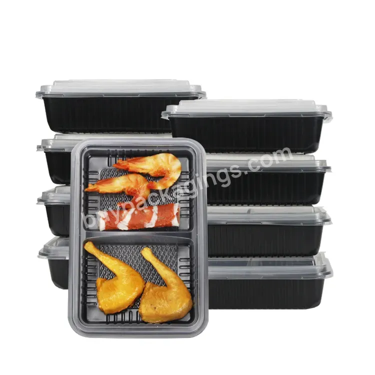 Microwave Safe Leakproof Black Restaurant Pp Takeaway 2 Compartment Disposable Plastic Food Container With Divider - Buy Pp Food Container Disposable,Disposable Plastic Food Container,Compartment Food Container.