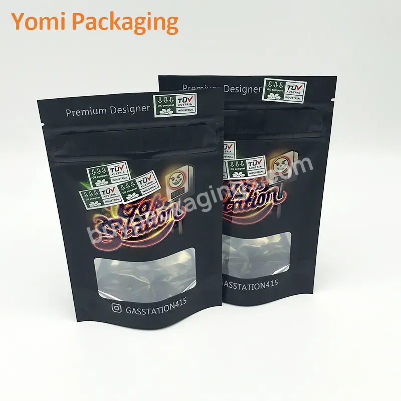 Minfly Digital Printing Custom Smell Proof Clear Plastic Packaging Mylar Stand Up Zipper 3.5 7 14 G Bag With Logo