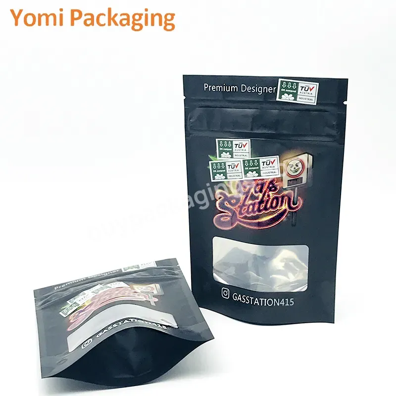 Minfly Digital Printing Custom Smell Proof Clear Plastic Packaging Mylar Stand Up Zipper 3.5 7 14 G Bag With Logo