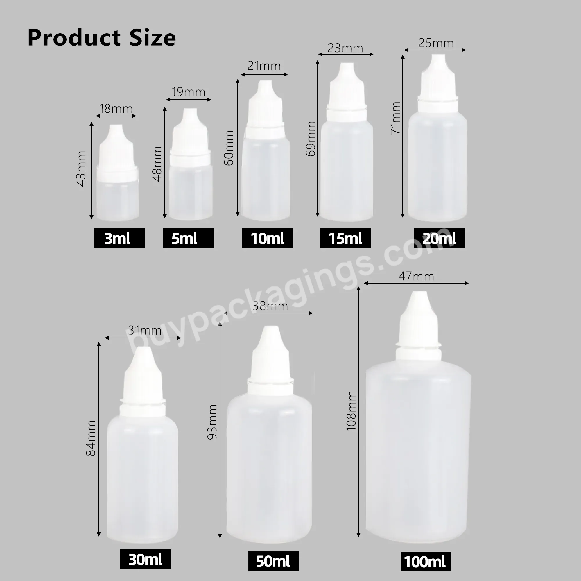 Mini 3ml 5ml 100ml Pe Eye Medicine Bottle Liquid Small Eye Drop Plastic Bottle Stock Hair Oil Nozzle Clear Squeeze Bottles