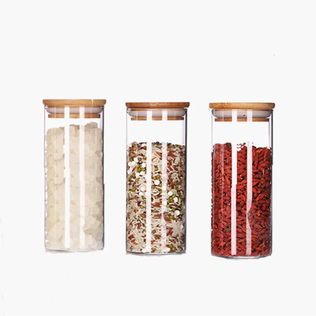 Mini Airtight Food Storage Containers Jar Borosilicate Glass 50ml 80ml 100ml 120ml 150ml Storage Bottles Jars with Bamboo Lid