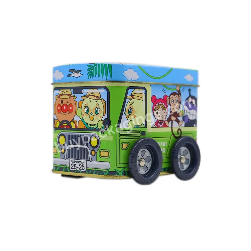 Mini Bus Tin Box With Moving Wheels Cheap Price High Quality Small Tin Box With Client Logo For Promotion Action