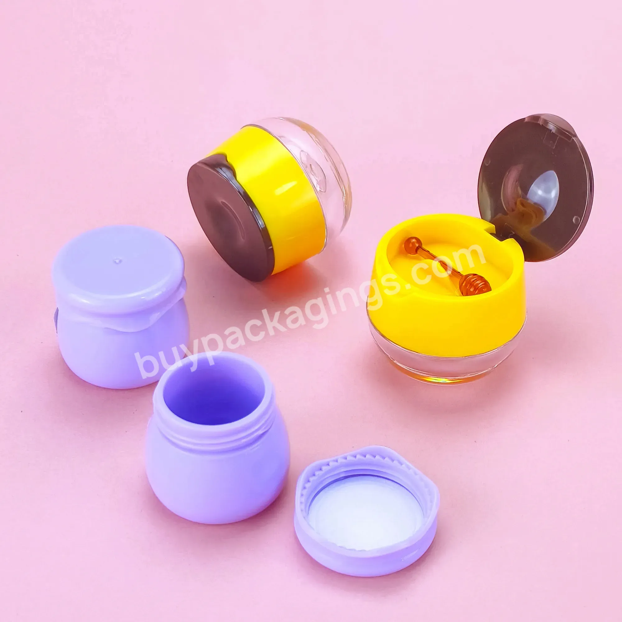 Mini Cream Jar With Brush Plastic Jar With Lid Pink Lipbalm Container For Kids Lip Balm Tube In Stock