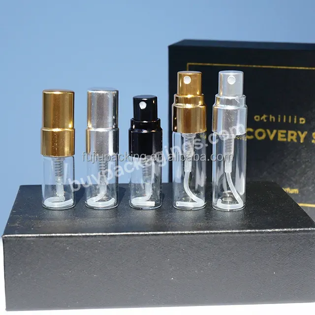 Mini Gold Silver Spray Cover Personal Sample Container Glass Perfume Refill Bottle 3ml 5ml 10ml With Paper Box