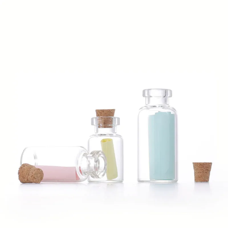 Mini Make-a-wish Bottle Glass Material Small Specification 0.5ml 1ml 2ml 3ml 5ml Glass Bottle With Cork