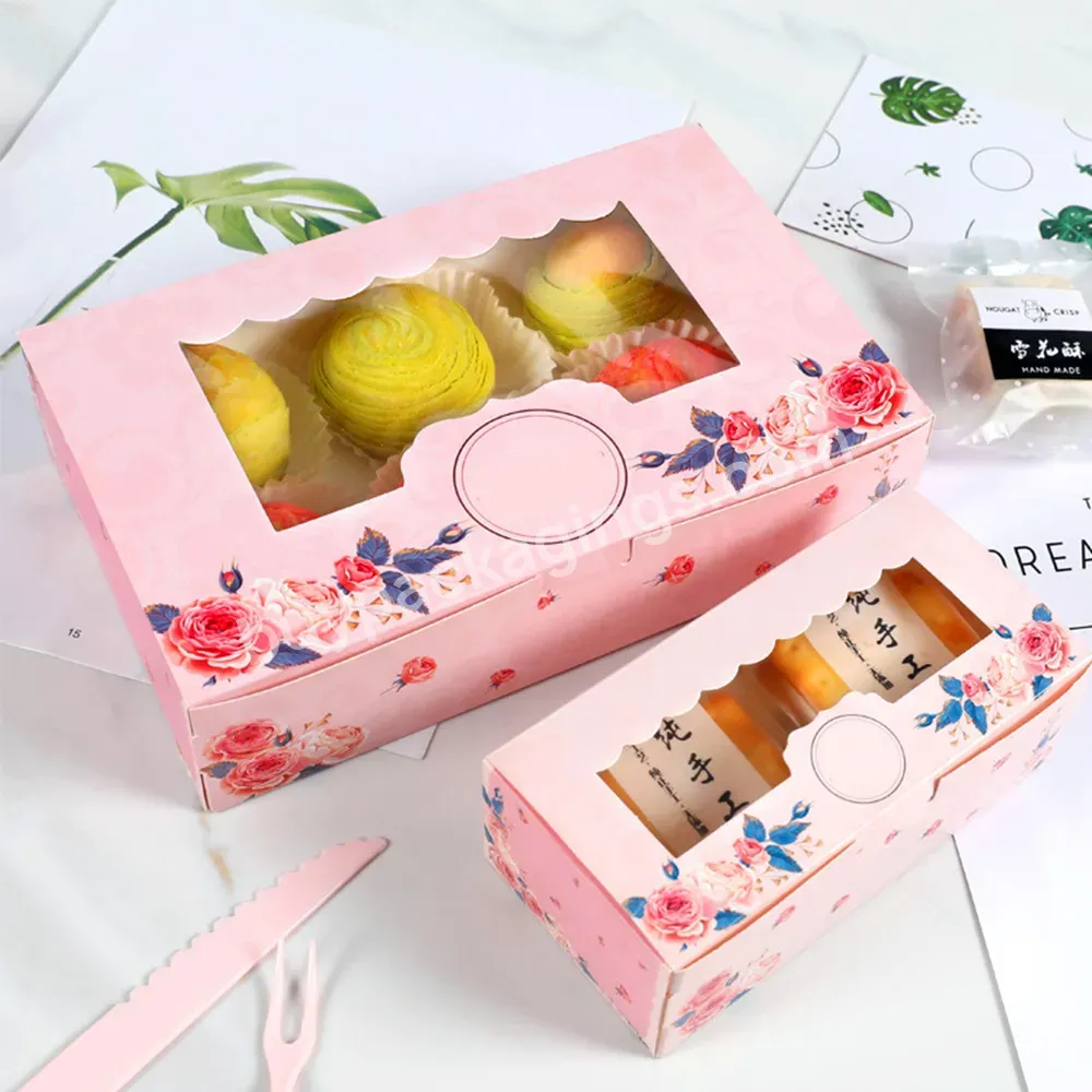 Mini Mooncake Paper Gift Box Window Candy Sweets Cake Box Transparent Favor Gift Packaging For Home Wedding Party Food 500 Pcs